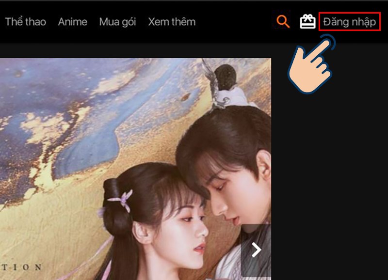  Bạn chọn Đăng nhập ở góc phải phía trên màn hình.