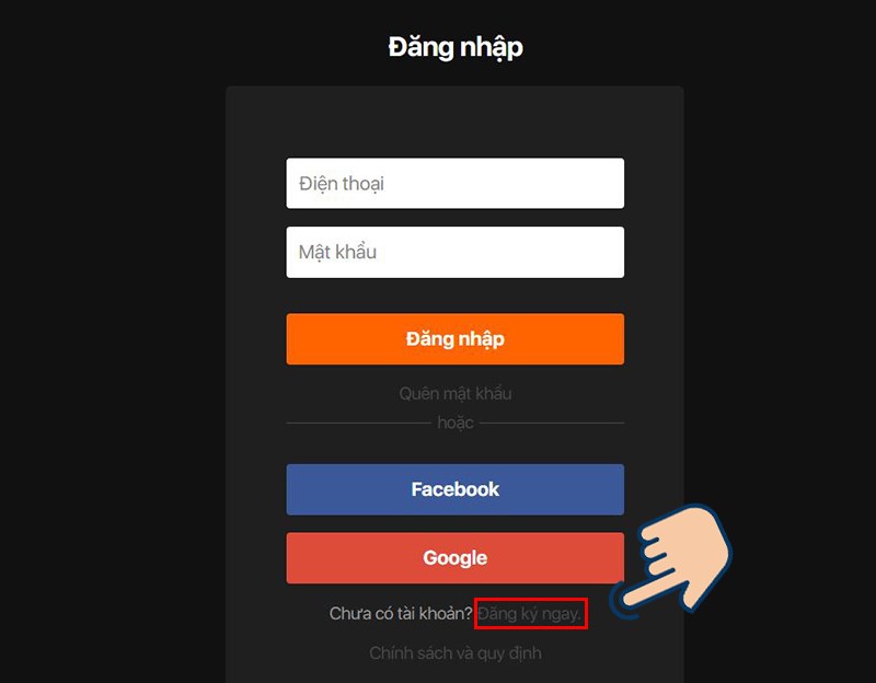 Chọn Đăng ký ngay.