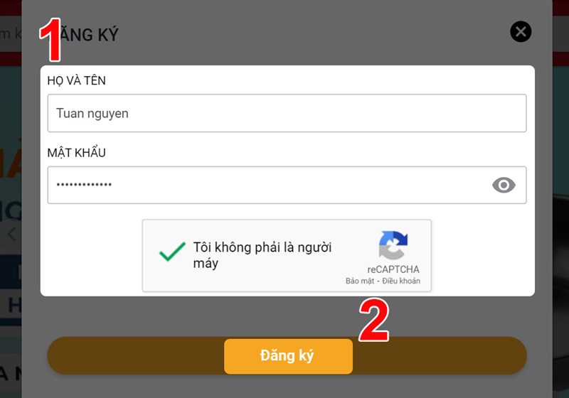 Nhập họ t&ecirc;n v&agrave; mật khẩu 