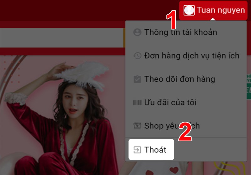 C&aacute;ch đăng xuất t&agrave;i khoản Sendo tr&ecirc;n m&aacute;y t&iacute;nh