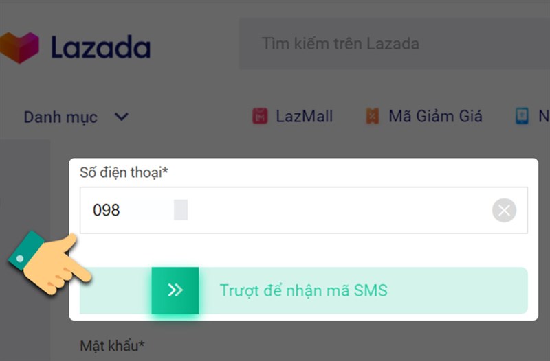 Trượt để nhận mã xác nhận.