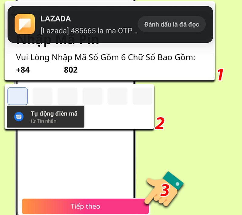 Điền mã xác nhận.