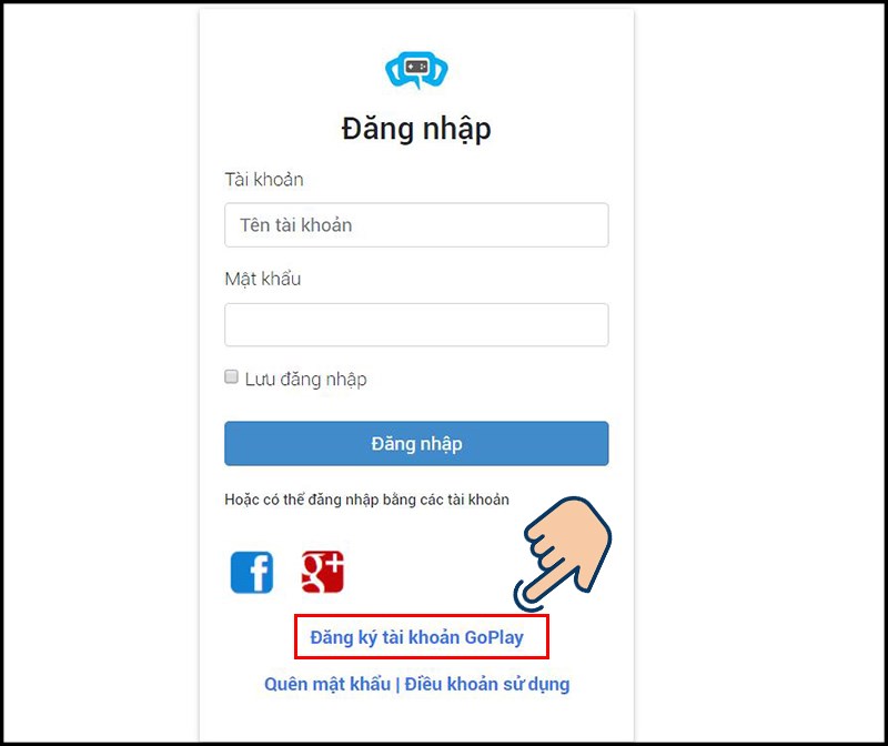 Chọn vào Đăng ký tài khoản GoPlay.