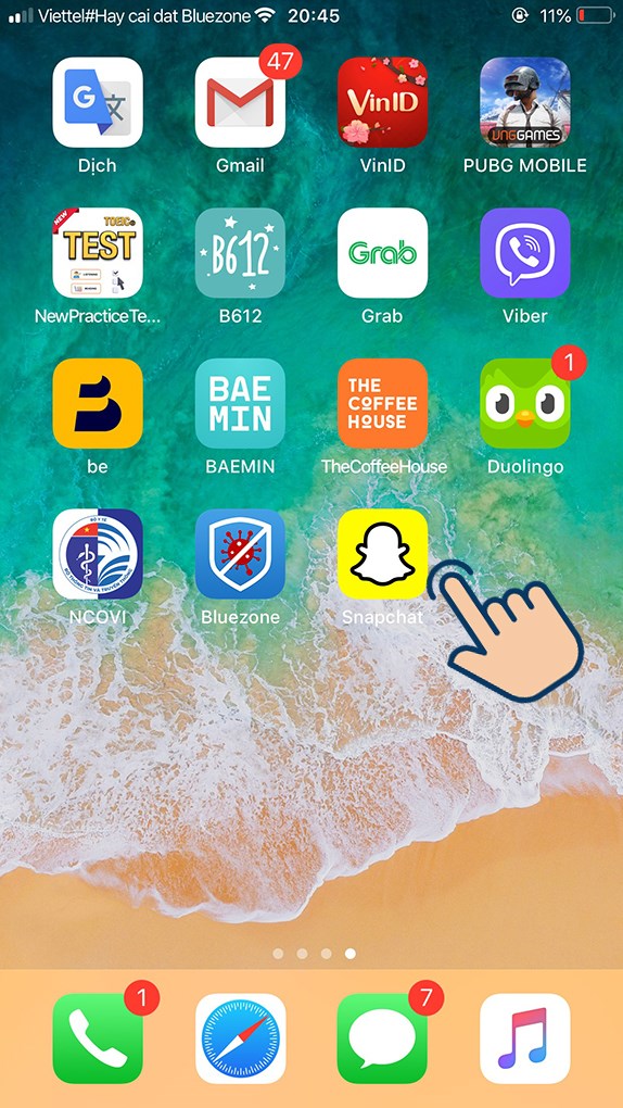 chọn v&agrave;o ứng dụng Snapchat.
