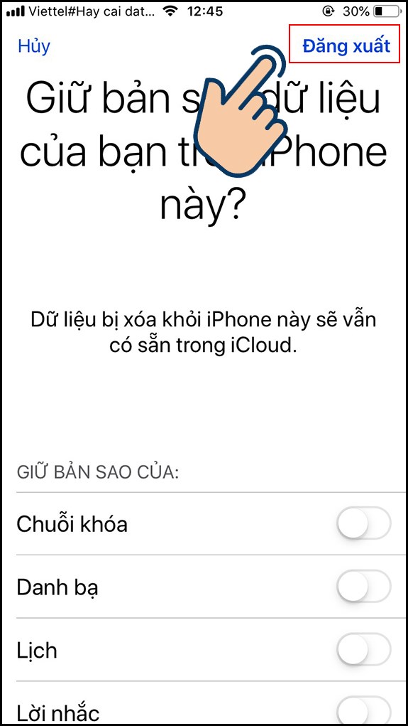  Chọn dữ liệu muốn lưu nhấn Đăng xuất