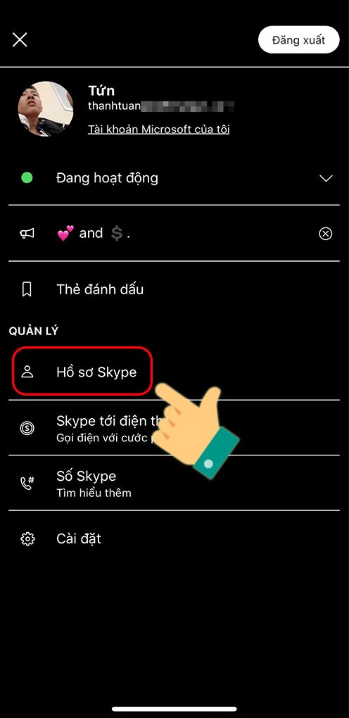 Chọn hồ sơ Skype