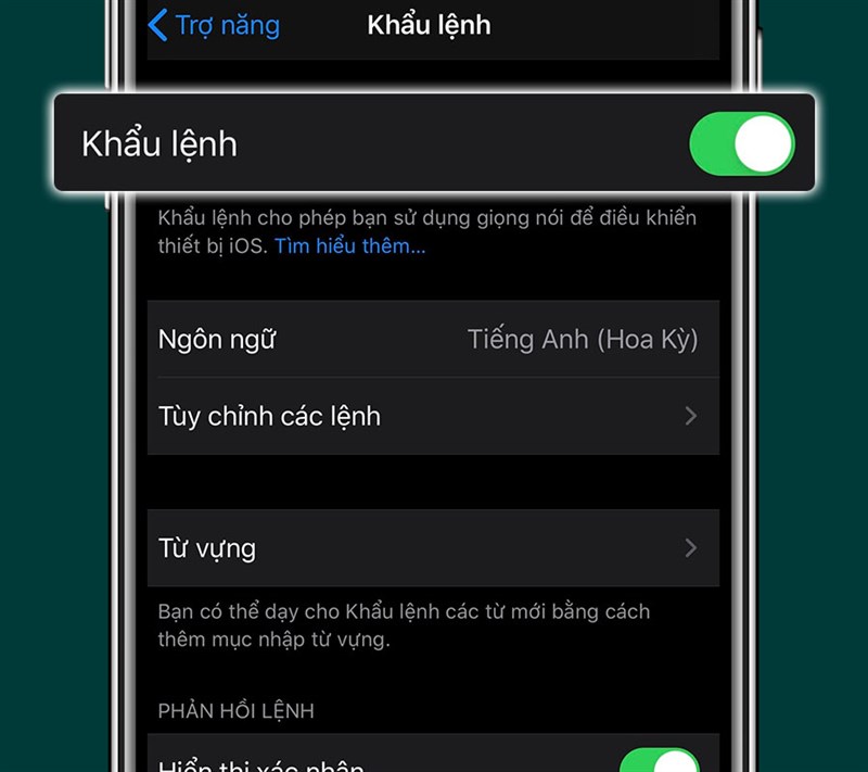 Cài đặt khẩu lệnh.