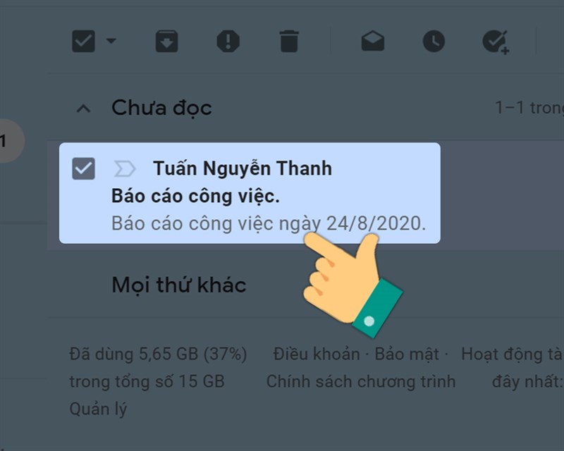 Mở thư có file đính kèm bạn muốn tải