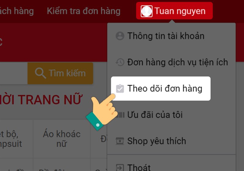 Mở  Theo d&otilde;i đơn h&agrave;ng tr&ecirc;n Sendo