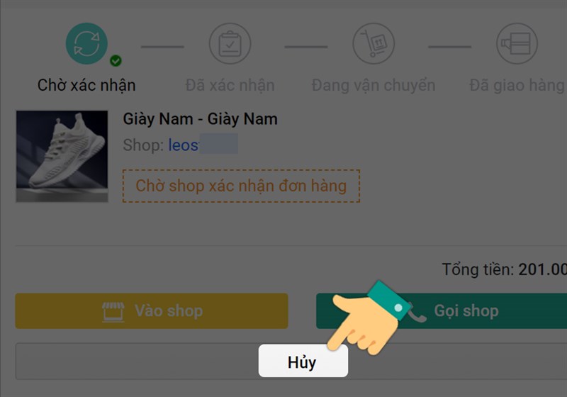 Bạn h&atilde;y nhấn v&agrave;o Hủy