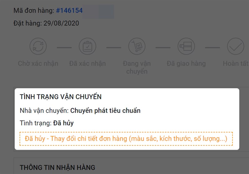 Hủy đơn h&agrave;ng th&agrave;nh c&ocirc;ng