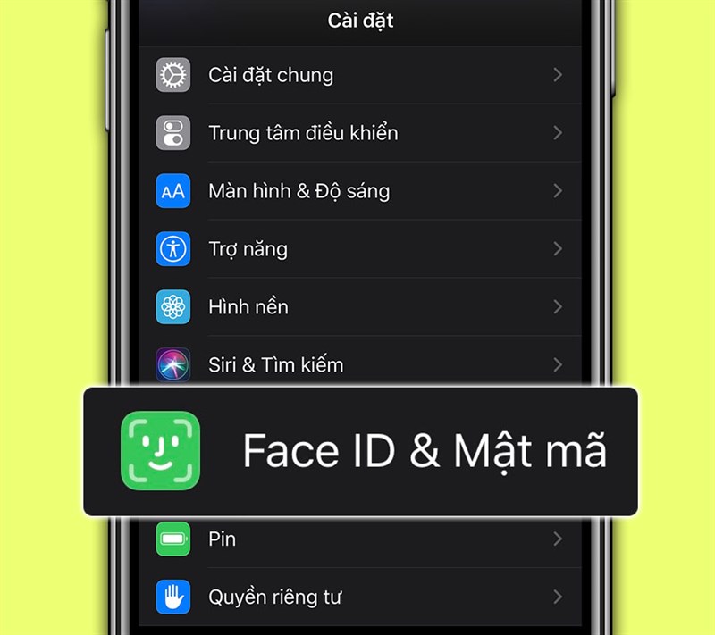 V&agrave;o Face ID v&agrave; mật m&atilde;.