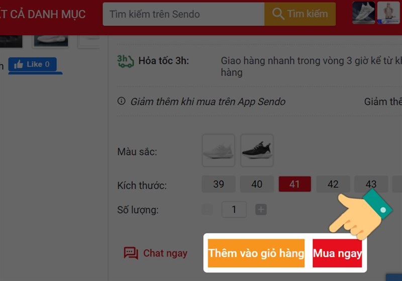 Chọn Thêm giỏ hàng hoặc mua ngay