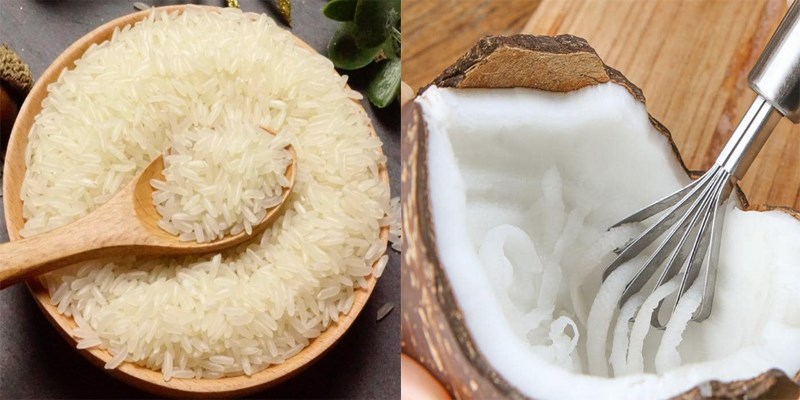 Nguyên liệu món ăn cơm dừa bằng nồi cơm điện