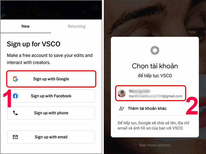 Đăng nhập VSCO