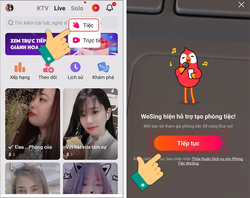 Chọn Tiệc để giao lưu ca hát cùng bạn bè