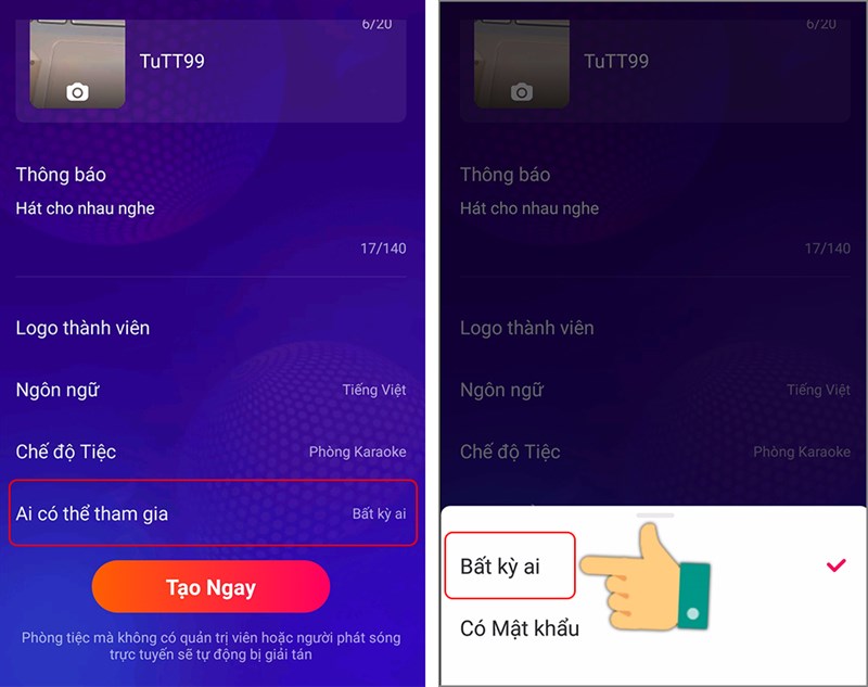 Ai có thể tham gia phòng tiệc của bạn