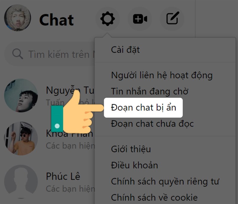 Chọn Đoạn chat bị ẩn