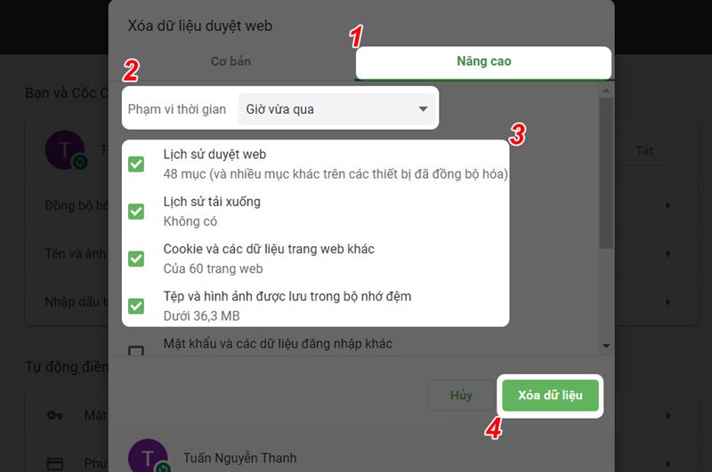 Cài đặt năng cao.