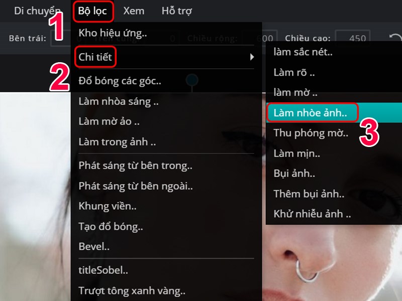 Chọn Làm nhòe ảnh...