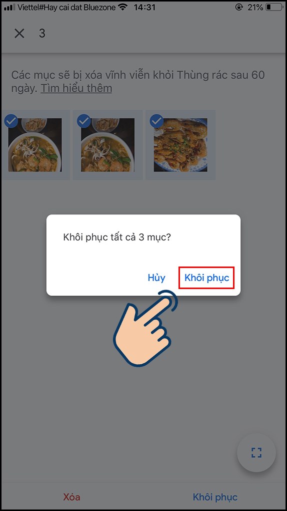 X&aacute;c nhận Kh&ocirc;i phục th&ecirc;m một lần nữa.