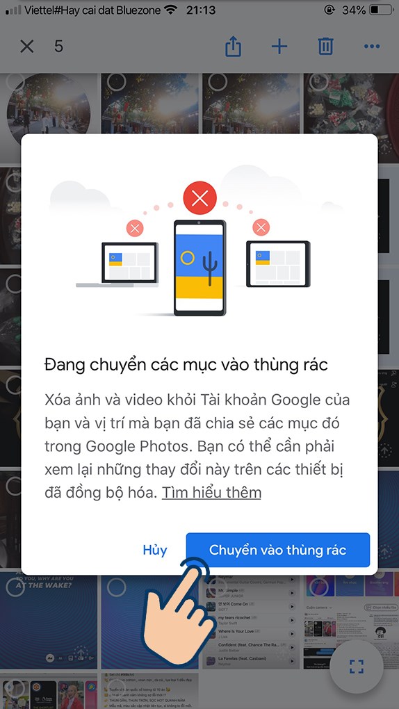 Chọn Chuyển v&agrave;o th&ugrave;ng r&aacute;c.