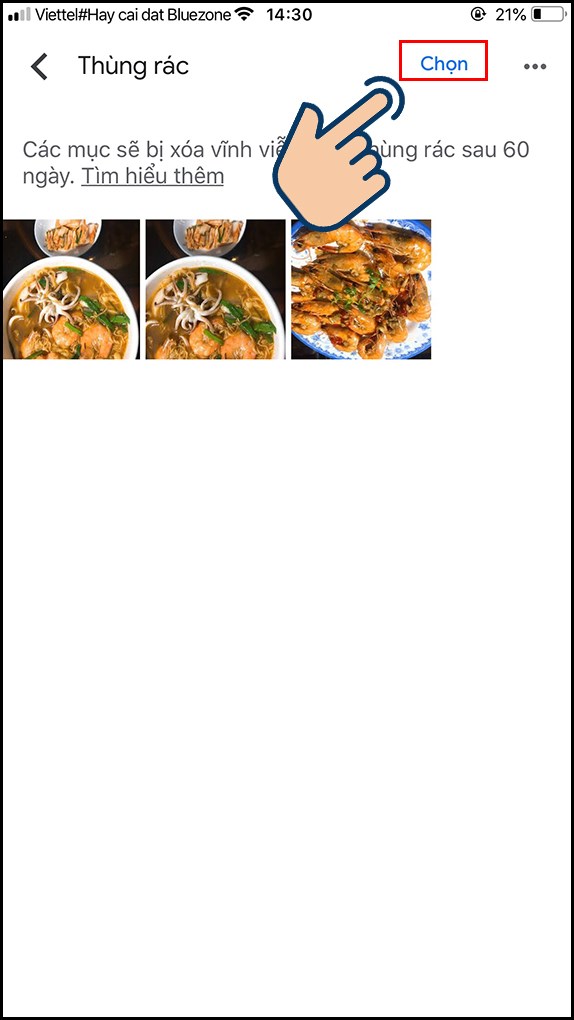 Nhấn v&agrave;o Chọn.