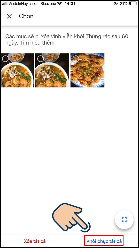 Chọn v&agrave;o ảnh bạn muốn kh&ocirc;i phục 