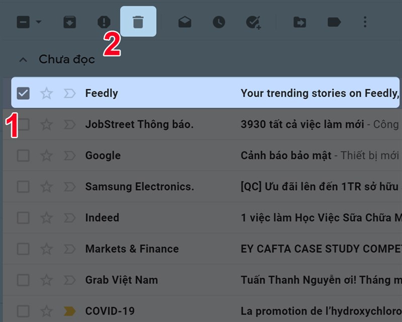 Xóa từng email một cách dễ dàng