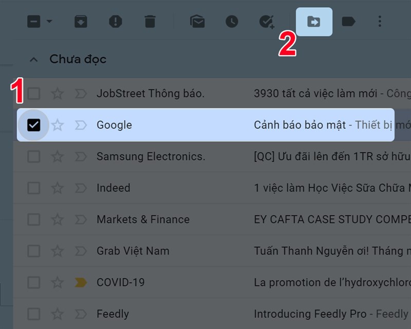 Chọn biểu tượng chuyển tới