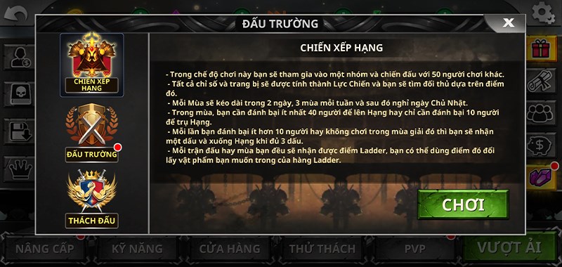 Chế độ thi đấu xếp hạng