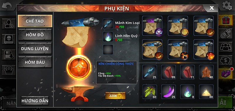 Giao diện chế tạo phụ kiện