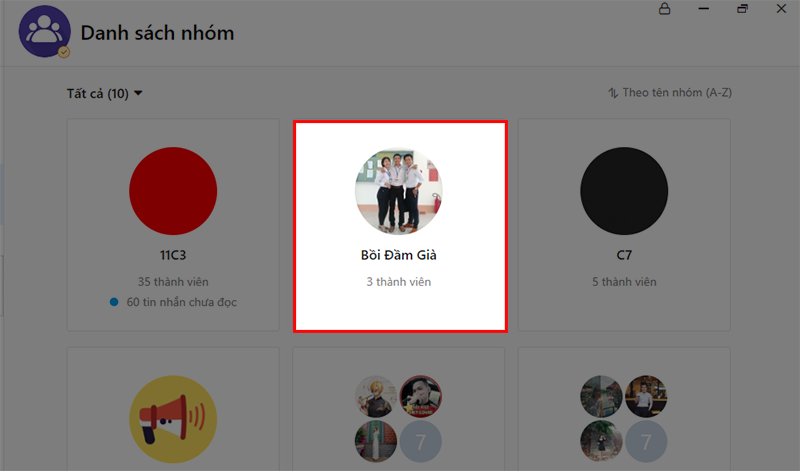 Chọn nhóm Zalo cần xóa trên máy tính