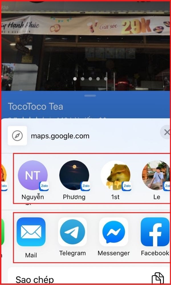 Chia sẻ địa điểm Google Maps trên điện thoại B3