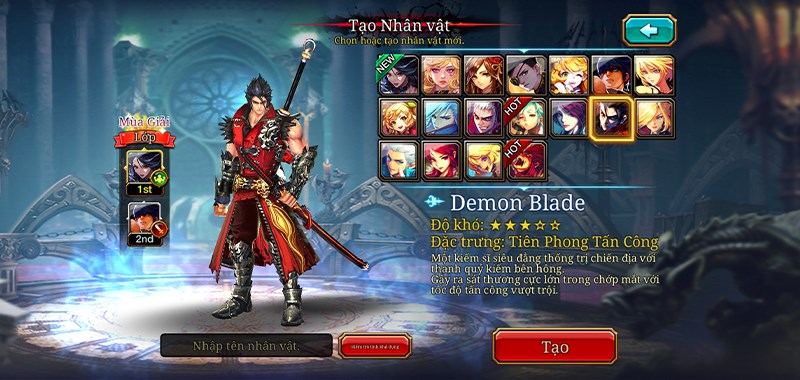 Với 18 nh&acirc;n vật kh&aacute;c nhau c&ugrave;ng bộ kỹ năng, thuộc t&iacute;nh v&agrave; độ kh&oacute; ri&ecirc;ng biệt