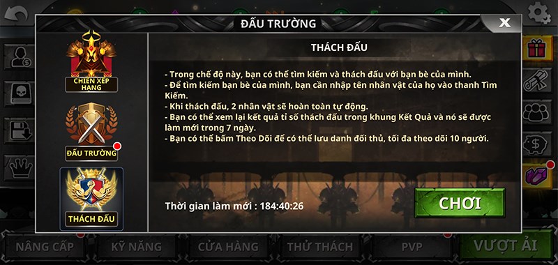 Người chơi c&oacute; thể th&aacute;ch đấu c&ugrave;ng bạn b&egrave; của m&igrave;nh