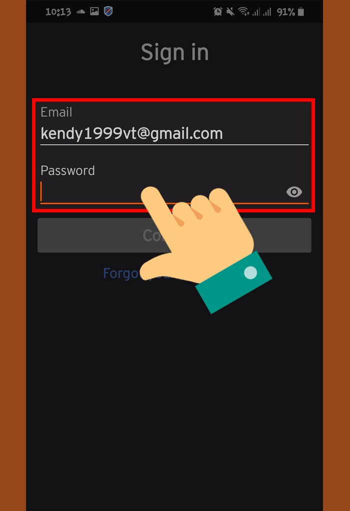 nhập email và password