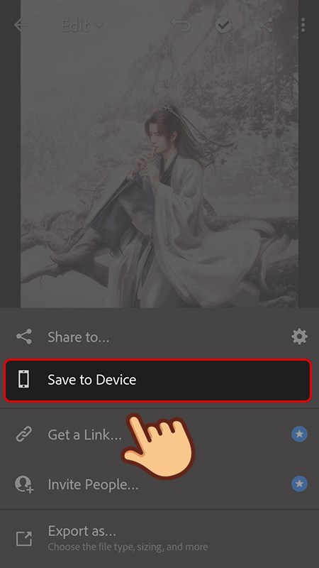 Cách xuất ảnh (export ảnh) trong Lightroom trên điện thoại extra