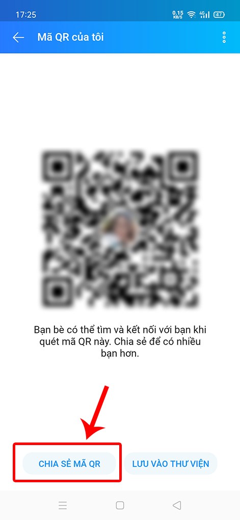 Chọn Chia sẻ mã QR.