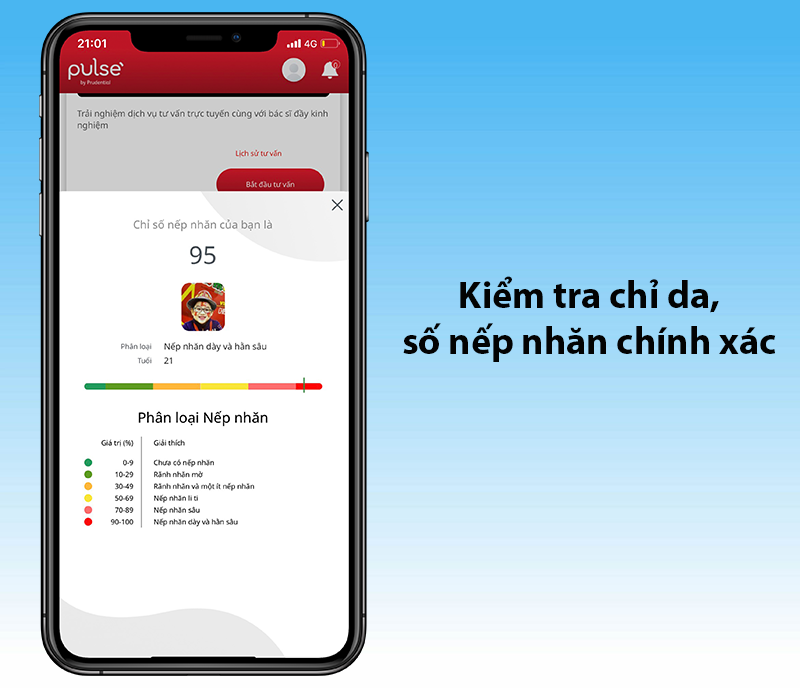Kiểm tra chỉ da, số nếp nhăn ch&iacute;nh x&aacute;c