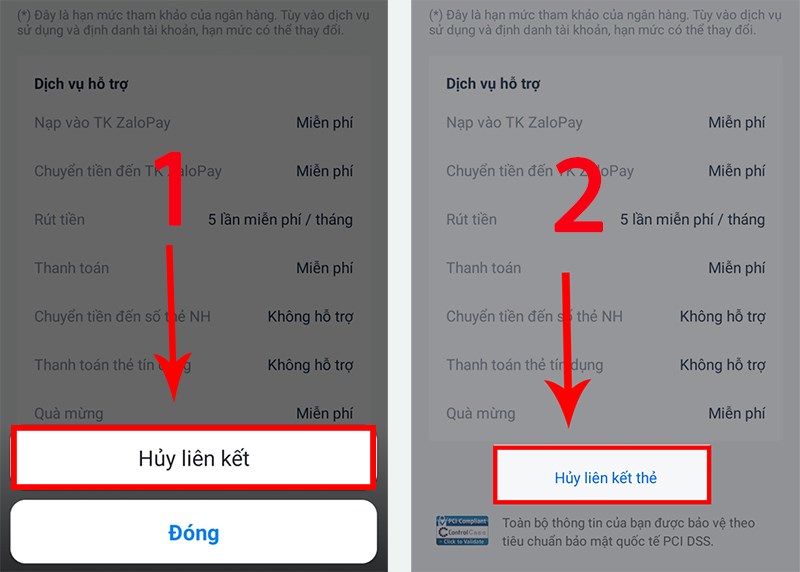 Hủy li&ecirc;n kết thẻ