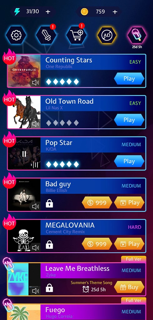 Beat Blade: Dash Dance sở hữu một kho &acirc;m nhạc cực k&igrave; đa dạng