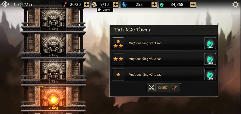 Giao diện chế độ leo th&aacute;p