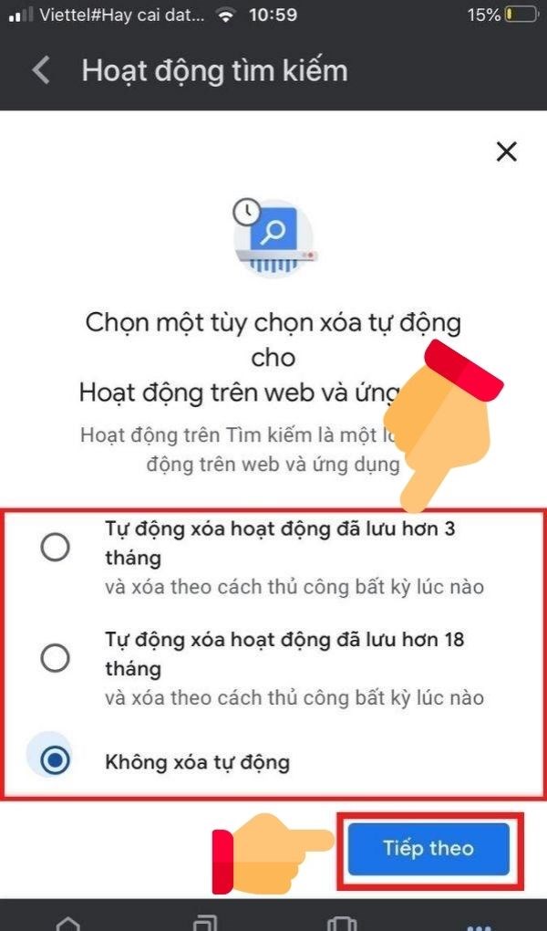 Cách xóa lịch sử từ khóa tìm kiếm trên Google điện thoại