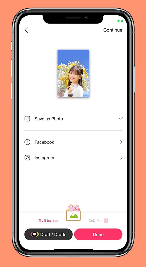 Dễ d&agrave;ng lưu ảnh về điện thoại hoặc chia sẻ c&ugrave;ng mọi người