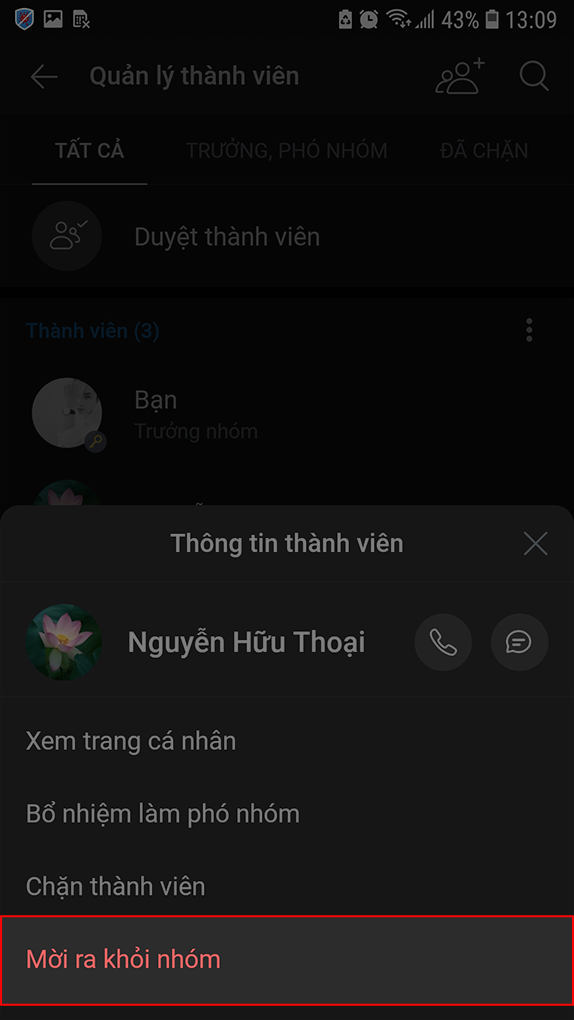 Mời thành viên ra khỏi nhóm Zalo