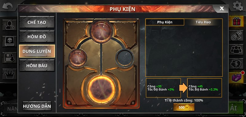 Người chơi c&oacute; thể n&acirc;ng cấp bằng c&aacute;ch gh&eacute;p ch&uacute;ng lại với nhau 