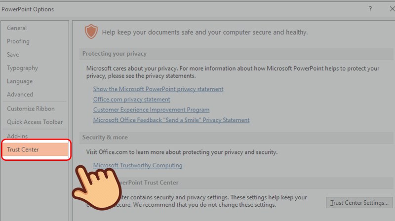 Cách bật/tắt tính năng Protected View khi mở tài liệu Microsoft PowerPoint. 3