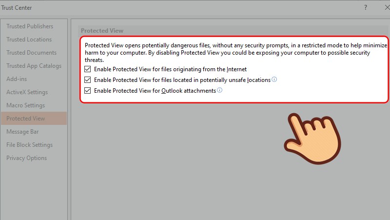 Cách bật/tắt tính năng Protected View khi mở tài liệu Microsoft Word. 6