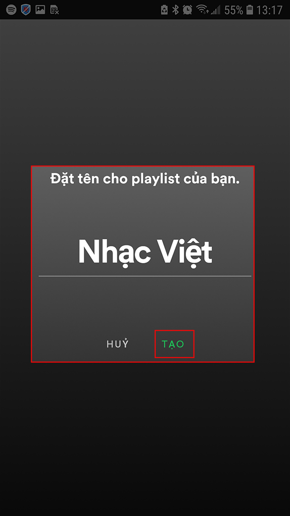 Tạo Playlist Spotify mới trên điện thoại